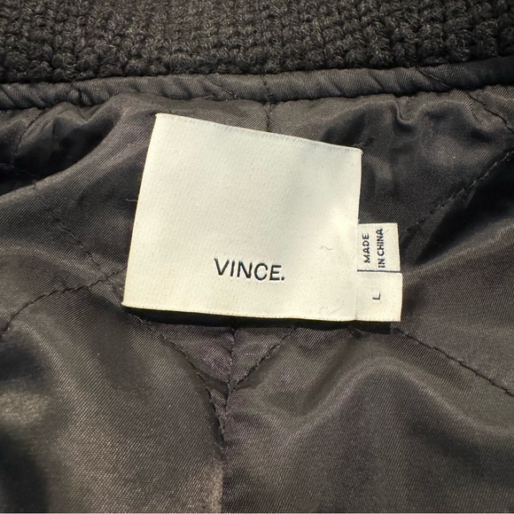 COPY - vince women’s coat size L black gray full zip wool blend lamb leather - Picture 7 of 12
